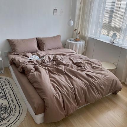 91家纺网 家纺一手货源 找家纺 （总）希文 2021新款纯色ins风全棉磨毛四件套 尘灰粉