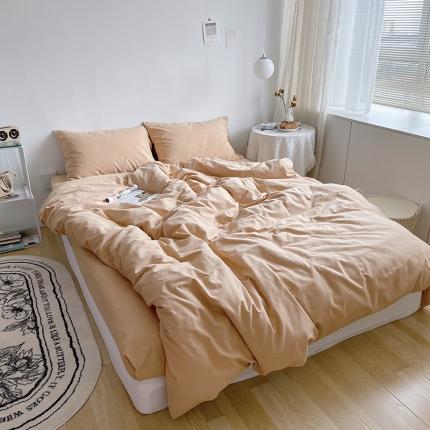 91家纺网 家纺一手货源 找家纺 （总）希文 2021新款纯色ins风全棉磨毛四件套 尘灰粉