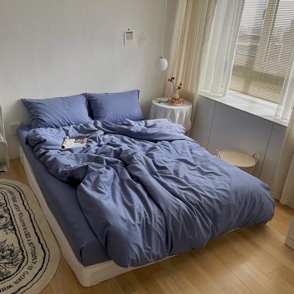 91家纺网 家纺一手货源 找家纺 （总）希文 2021新款纯色ins风全棉磨毛四件套 尘灰粉