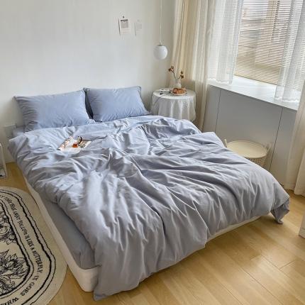 91家纺网 家纺一手货源 找家纺 （总）希文 2021新款纯色ins风全棉磨毛四件套 尘灰粉