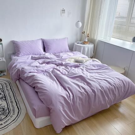 91家纺网 家纺一手货源 找家纺 （总）希文 2021新款纯色ins风全棉磨毛四件套 尘灰粉