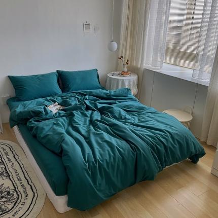 91家纺网 家纺一手货源 找家纺 希文 2021新款纯色ins风全棉磨毛四件套 橄榄绿