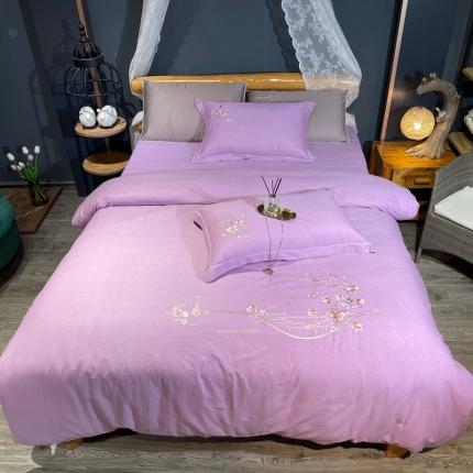 91家纺网 家纺一手货源 找家纺 （总）玖玖爱2021新款60s全棉刺绣加厚磨毛四件套