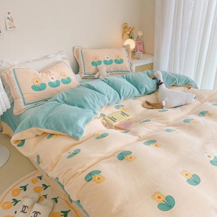 91家纺网 家纺一手货源 找家纺 （总）卡巴伦 2023新款大版数码印花牛奶绒四件套