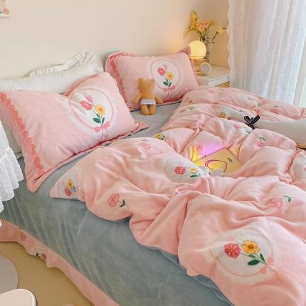 91家纺网 家纺一手货源 找家纺 （总）卡巴伦 2023新款大版数码印花牛奶绒四件套