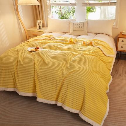 京宇毯业 新加厚保暖魔法绒条纹毛毯牛奶绒毯子午睡毯 条纹靓黄