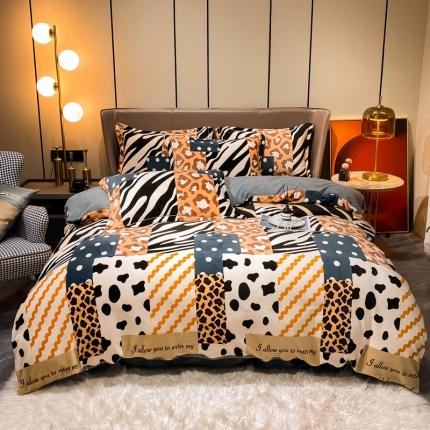 91家纺网 家纺一手货源 找家纺 米莱家纺 2021新款轻奢风加厚保暖牛奶绒四件套 罗马情怀