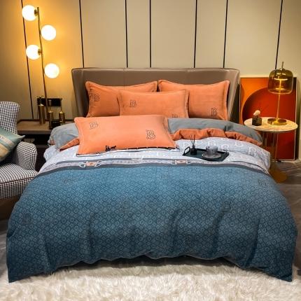 91家纺网 家纺一手货源 找家纺 米莱家纺 2021新款轻奢风加厚保暖牛奶绒四件套 墨尔本