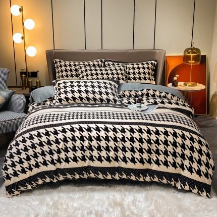 91家纺网 家纺一手货源 找家纺 （总）米莱家纺 2021新款轻奢风加厚保暖牛奶绒四件套