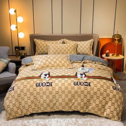 91家纺网 家纺一手货源 找家纺 （总）米莱家纺 2021新款轻奢风加厚保暖牛奶绒四件套