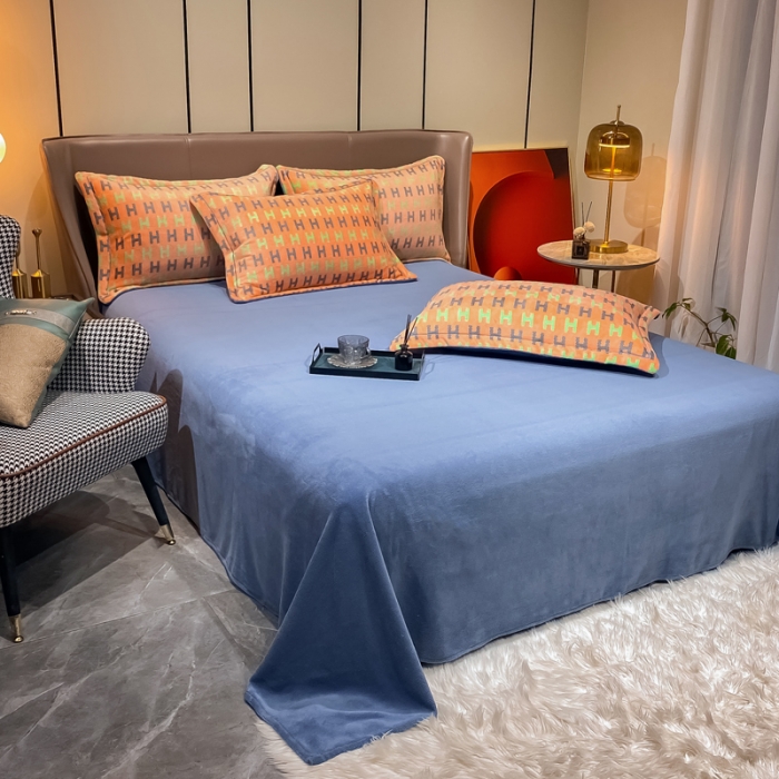 91家纺网 家纺一手货源 找家纺 米莱家纺 2021新款轻奢风加厚保暖牛奶绒四件套 凯伦  桔