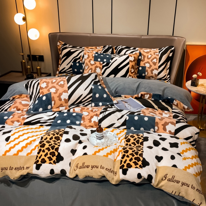 91家纺网 家纺一手货源 找家纺 米莱家纺 2021新款轻奢风加厚保暖牛奶绒四件套 罗马情怀