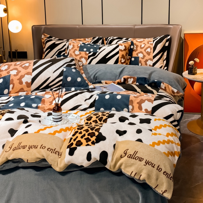 91家纺网 家纺一手货源 找家纺 米莱家纺 2021新款轻奢风加厚保暖牛奶绒四件套 罗马情怀