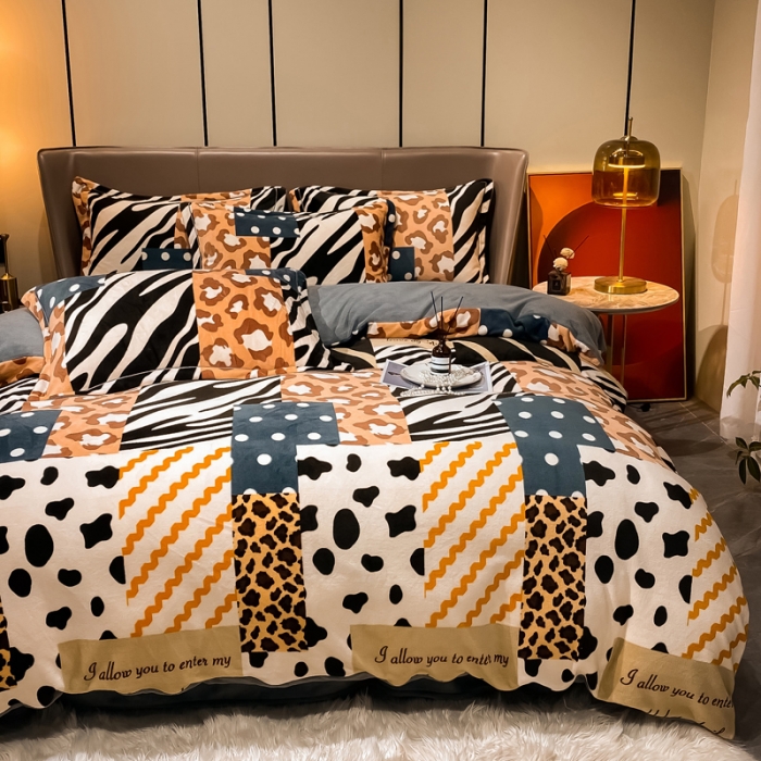 91家纺网 家纺一手货源 找家纺 米莱家纺 2021新款轻奢风加厚保暖牛奶绒四件套 罗马情怀