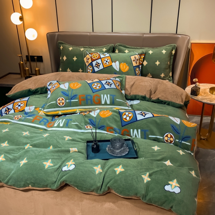 91家纺网 家纺一手货源 找家纺 米莱家纺 2021新款轻奢风加厚保暖牛奶绒四件套 梦伴