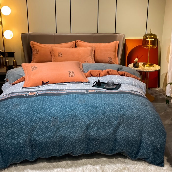 91家纺网 家纺一手货源 找家纺 米莱家纺 2021新款轻奢风加厚保暖牛奶绒四件套 墨尔本