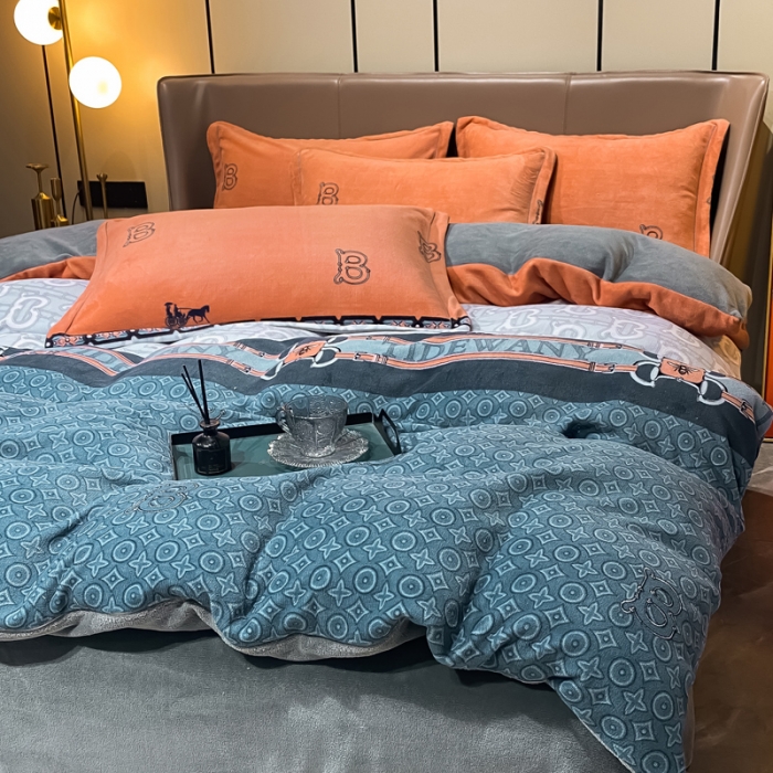 91家纺网 家纺一手货源 找家纺 米莱家纺 2021新款轻奢风加厚保暖牛奶绒四件套 墨尔本