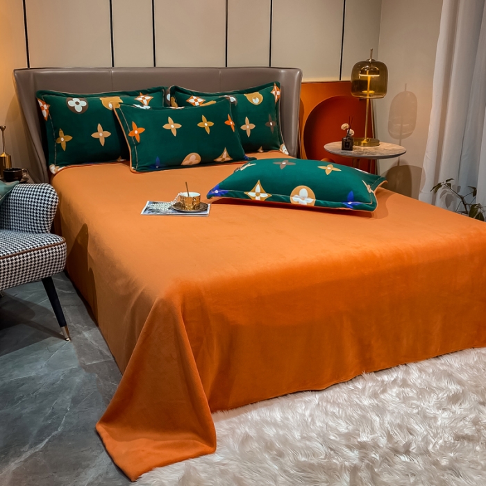 91家纺网 家纺一手货源 找家纺 米莱家纺 2021新款轻奢风加厚保暖牛奶绒四件套 帕罗  绿