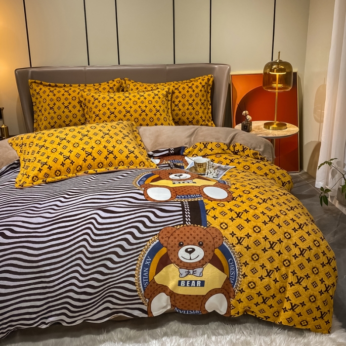 91家纺网 家纺一手货源 找家纺 米莱家纺 2021新款轻奢风加厚保暖牛奶绒四件套 文森特