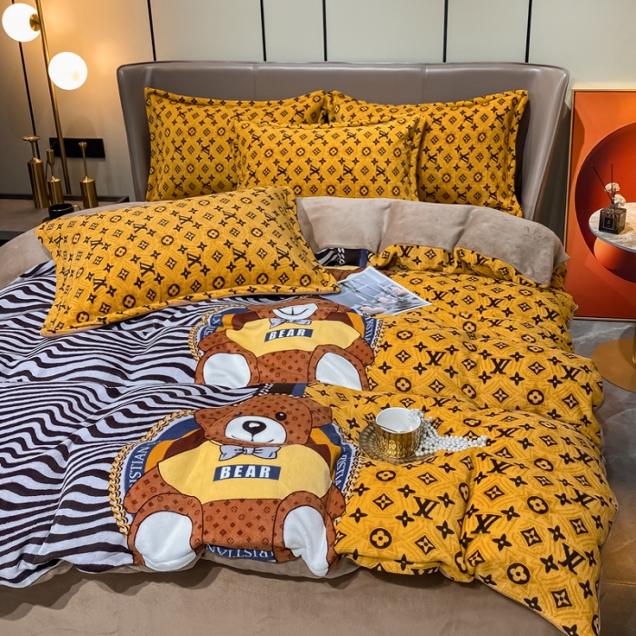 91家纺网 家纺一手货源 找家纺 米莱家纺 2021新款轻奢风加厚保暖牛奶绒四件套 文森特