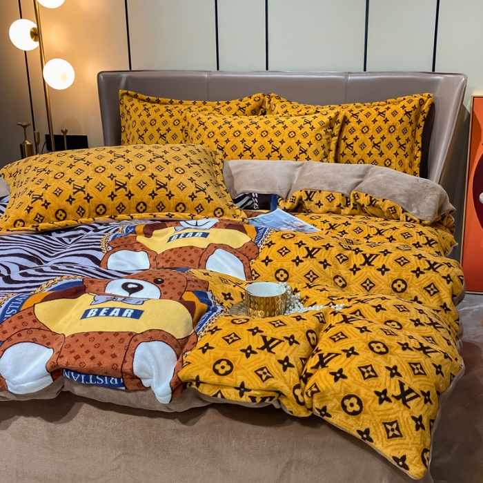 91家纺网 家纺一手货源 找家纺 米莱家纺 2021新款轻奢风加厚保暖牛奶绒四件套 文森特