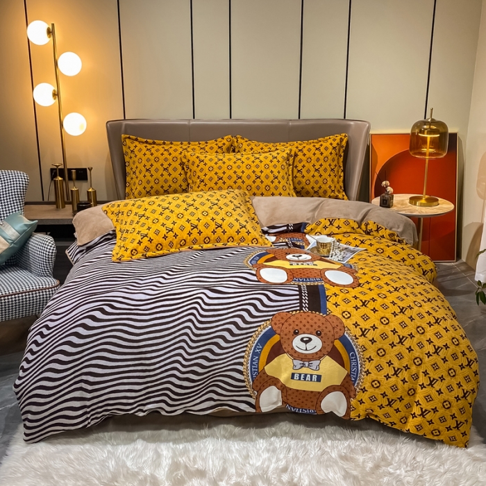 91家纺网 家纺一手货源 找家纺 米莱家纺 2021新款轻奢风加厚保暖牛奶绒四件套 文森特