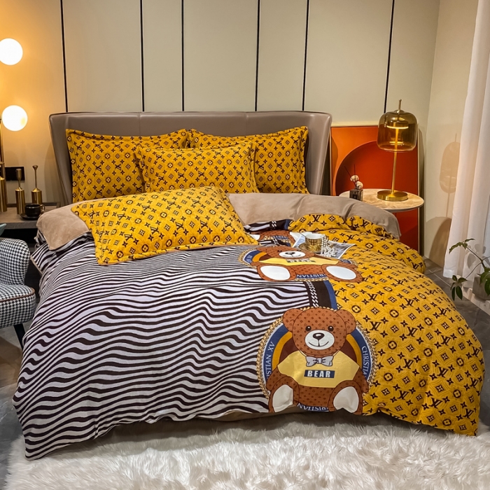 91家纺网 家纺一手货源 找家纺 米莱家纺 2021新款轻奢风加厚保暖牛奶绒四件套 文森特