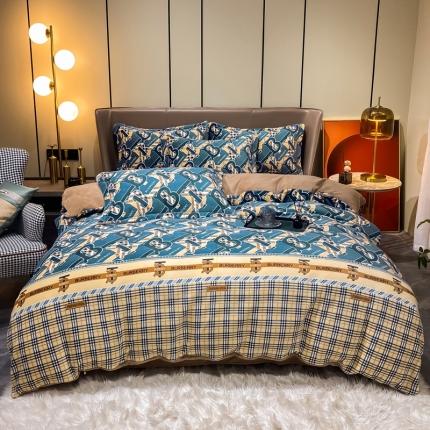 米莱家纺 2021新款轻奢风加厚保暖牛奶绒四件套 英伦字母