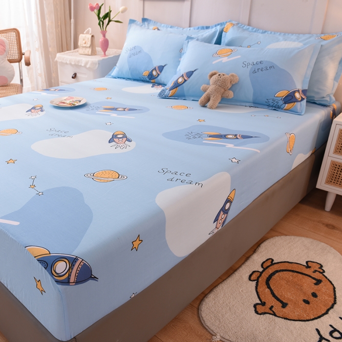 91家纺网 家纺一手货源 找家纺 八十八家纺  2023新款全棉单层款单品床笠 太空之旅