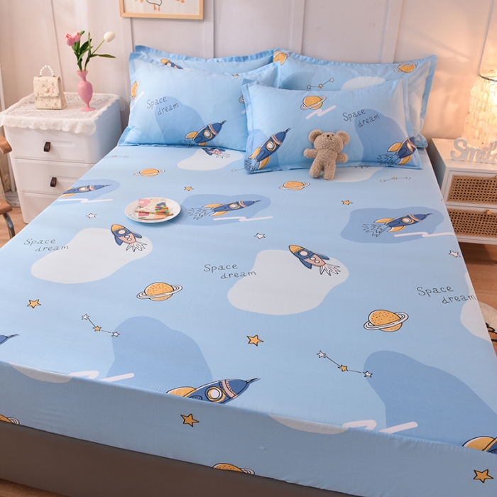 91家纺网 家纺一手货源 找家纺 八十八家纺  2023新款全棉单层款单品床笠 太空之旅