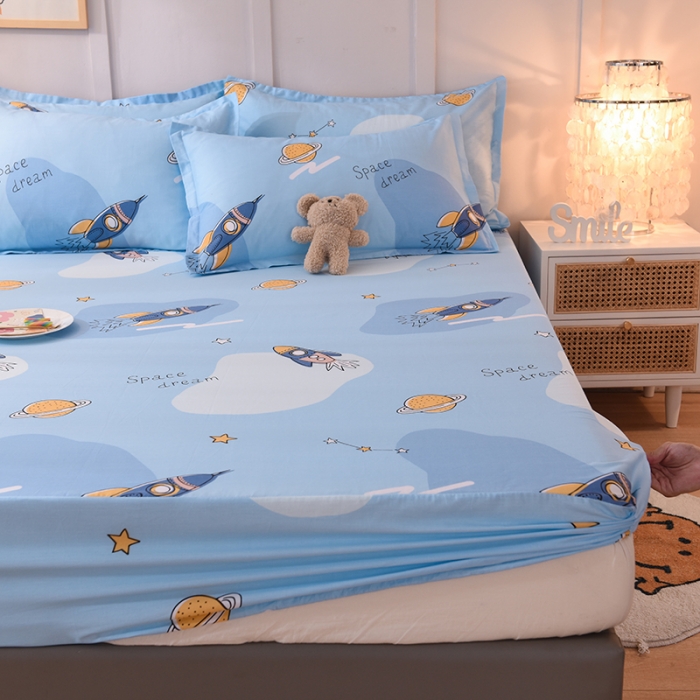 91家纺网 家纺一手货源 找家纺 八十八家纺  2023新款全棉单层款单品床笠 太空之旅