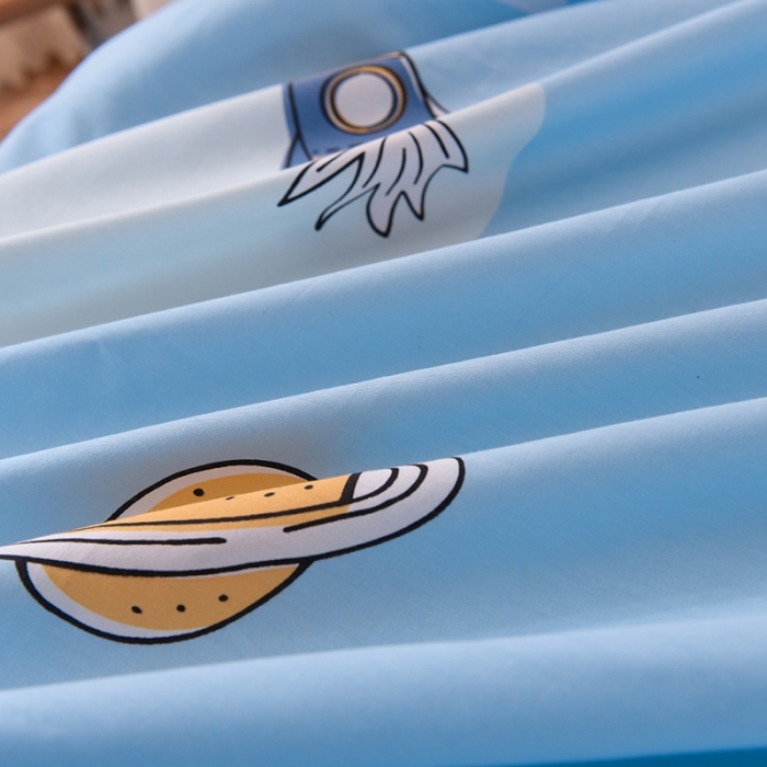 91家纺网 家纺一手货源 找家纺 八十八家纺  2023新款全棉单层款床笠款四件套 太空之旅