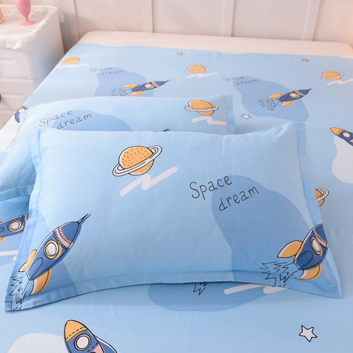 91家纺网 家纺一手货源 找家纺 八十八家纺  2023新款全棉单层款床笠款四件套 太空之旅