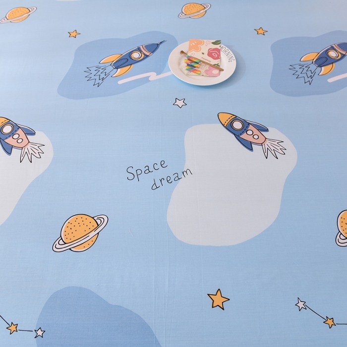 91家纺网 家纺一手货源 找家纺 八十八家纺  2023新款全棉单层款全棉床裙四件套 太空之旅