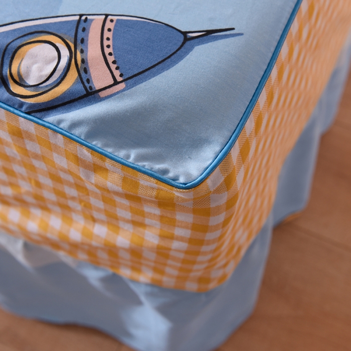 91家纺网 家纺一手货源 找家纺 八十八家纺  2023新款全棉单层款全棉床裙四件套 太空之旅