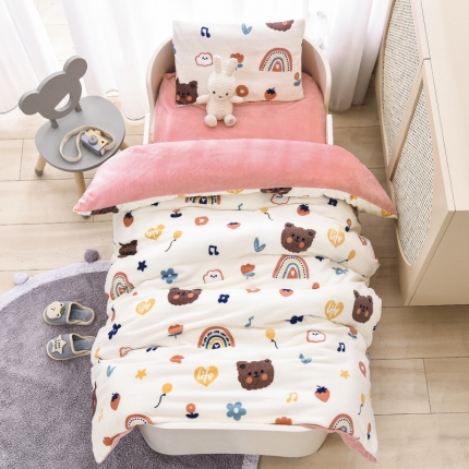 91家纺网 家纺一手货源 找家纺 (总）A类牛奶绒幼儿园被子三件套儿童宝宝午睡套件含芯六件套