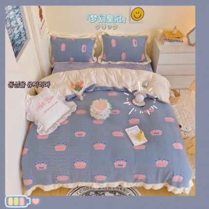 91家纺网 家纺一手货源 找家纺 顾里家纺 新款A版泰迪羊羔绒B版牛奶绒ins风韩国四件套 梦幻皇冠