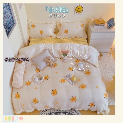 91家纺网 家纺一手货源 找家纺 顾里家纺 新款A版泰迪羊羔绒B版牛奶绒ins风韩国四件套 小太阳