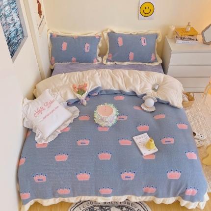 顾里家纺 新款A版泰迪羊羔绒B版牛奶绒ins风韩国四件套 梦幻皇冠