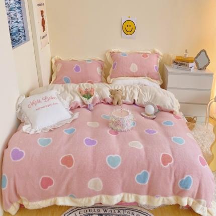 顾里家纺 新款A版泰迪羊羔绒B版牛奶绒ins风韩国四件套 少女心