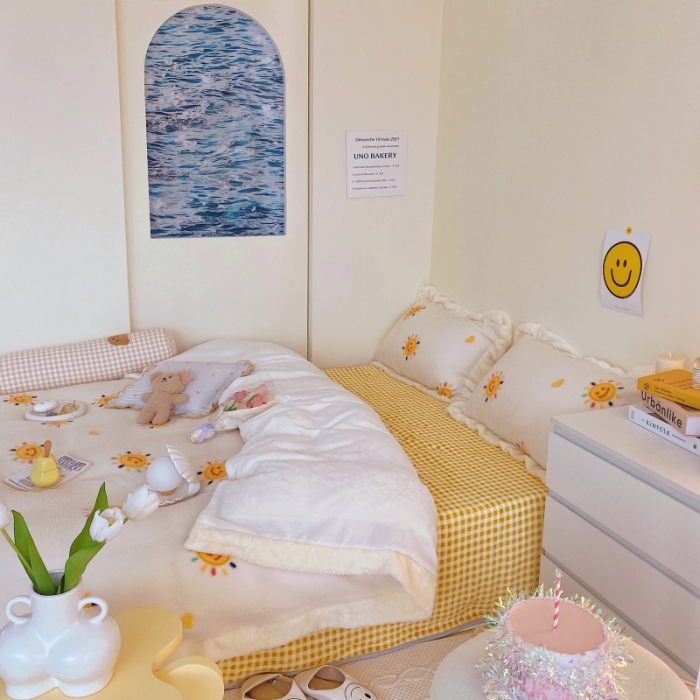 91家纺网 家纺一手货源 找家纺 顾里家纺 新款A版泰迪羊羔绒B版牛奶绒ins风韩国四件套 小太阳