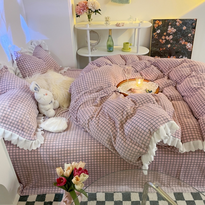 91家纺网 家纺一手货源 找家纺 （总）千朵 2021新款韩版牛奶绒保暖四件套