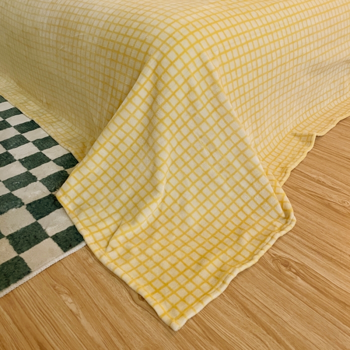 91家纺网 家纺一手货源 找家纺 千朵 2021新款韩版牛奶绒保暖四件套 格格黄