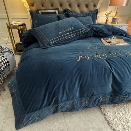 91家纺网 家纺一手货源 找家纺 （总）铠畅 2021宝宝绒刺绣四件套牛奶绒量大从优