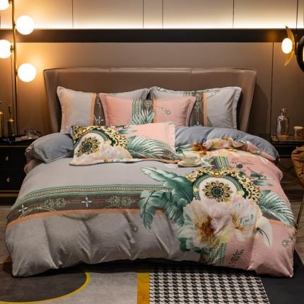 91家纺网 家纺一手货源 找家纺 芯贝儿轻奢风加厚牛奶绒保暖四件套法莱魔法宝宝绒被套 流光溢彩