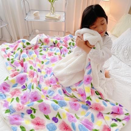 91家纺网 家纺一手货源 找家纺 顾里家纺 2021新款ins网红少女心暖肤羊羔绒毯 花花世界