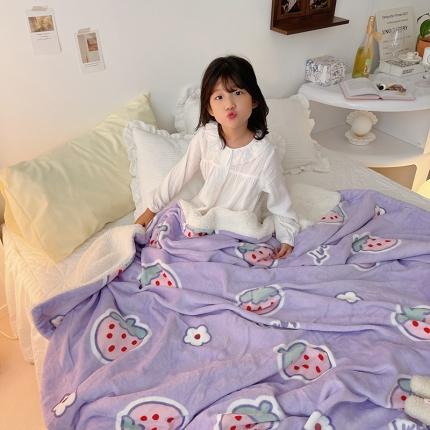 91家纺网 家纺一手货源 找家纺 顾里家纺 2021新款ins网红少女心暖肤羊羔绒毯 可爱草莓