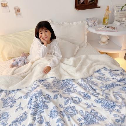 91家纺网 家纺一手货源 找家纺 顾里家纺 2021新款ins网红少女心暖肤羊羔绒毯 山茶花