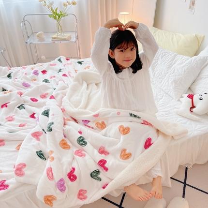 91家纺网 家纺一手货源 找家纺 顾里家纺 2021新款ins网红少女心暖肤羊羔绒毯 少女心