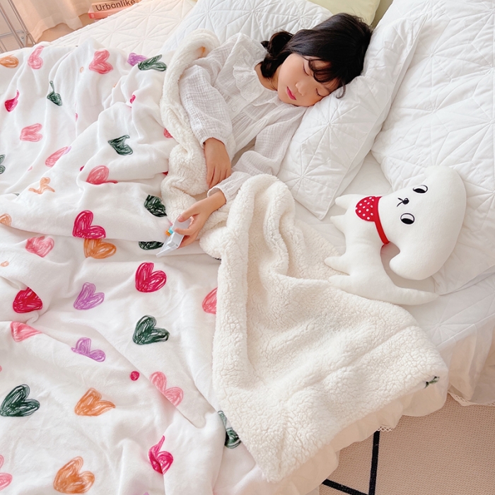 91家纺网 家纺一手货源 找家纺 顾里家纺 2021新款ins网红少女心暖肤羊羔绒毯 少女心